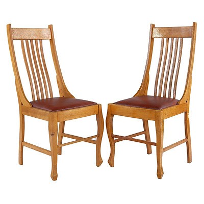 Pair of 1920s Oak Dining or Side Chairs