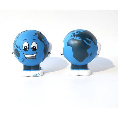 Pair of ANZ Bank World Globe Money Boxes