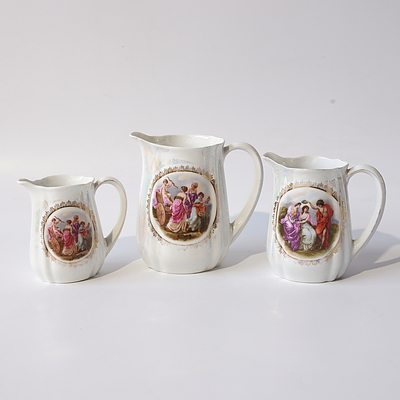 Three Porcelain Jugs with Pearlescent Finish