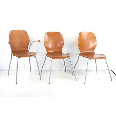 Set of Eight Vintage Moulded Plywood Dining Chairs