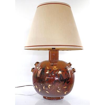 Lustre Glazed Persian Style Ceramic Lamp Base with Shade