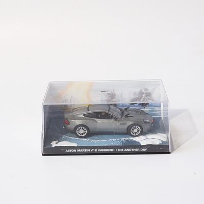 Scale Model of Aston Martin V12 Vanquish from the Movie 'Die another day' in Display Case