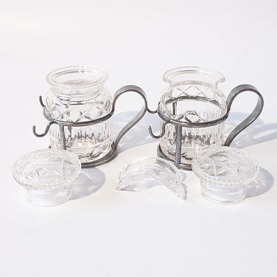 Pair of Mappin and Webb Silver Plate and Glass Pickle