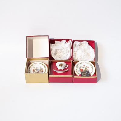 Three Boxed Caverswell Items, Including Two Miniature Plates and Cup and Saucer