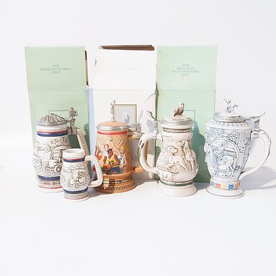 Five Avon Steins with Boxes