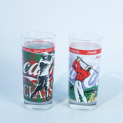 Two Vintage Coca Cola Golfing Collector's Glasses