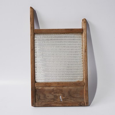 Antique Glass and Timber Wash Board