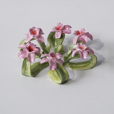 Six Porcelain Floral Napkin Rings