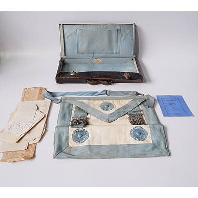Vintage Masonic Case with Apron and Paperwork