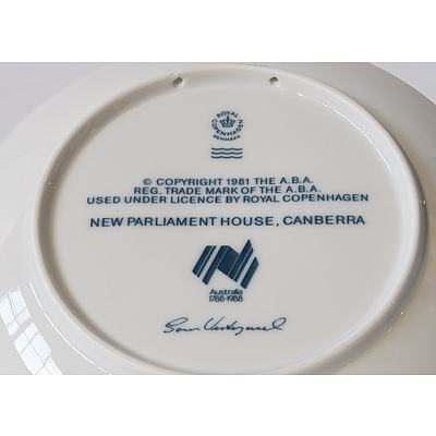 Royal Copenhagen Collector Plate of Parliament House, Canberra, 1988, in Original Box