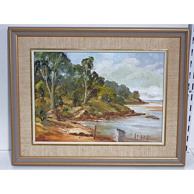 Oil Painting of Tathra Inlet, Signed Indistinctly Lower Left
