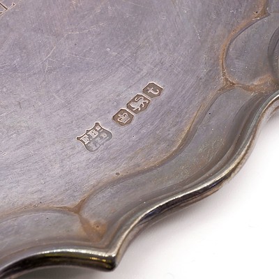 Sterling Silver Tray with Engraved Inscription, Sheffield