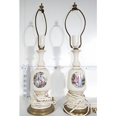 Pair of Vintage Porcelain and Brass Lamp Bases