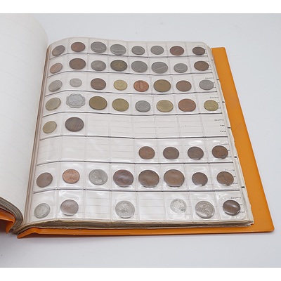 Folder with Various Australian and International Coins and Banknotes, Including Australia, America, England, Fiji, China and More