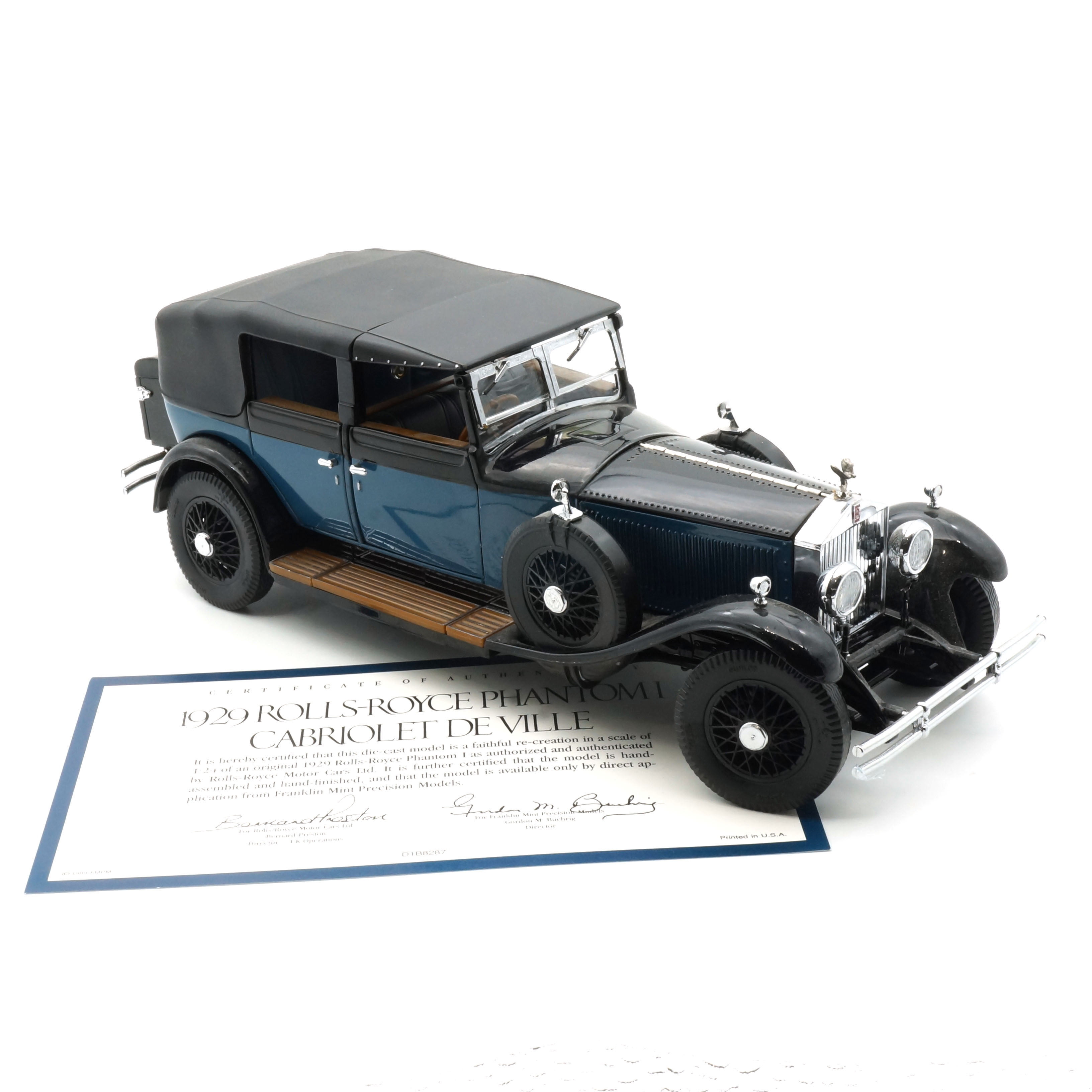 1929 Rolls-Royce Phantom 2024 I Cabriolet De Ville by Franklin Mint 1:24 scale Red