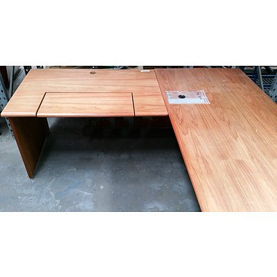Large Wooden L Shaped Office Desk