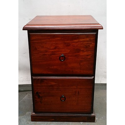 Dark Brown Timber Nightstand with Drawers