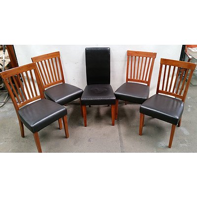 5 Wooden Framed Chairs with Padded Seats