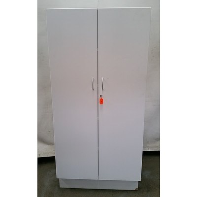 Large White Melamine 2 Door Storage Cabinet
