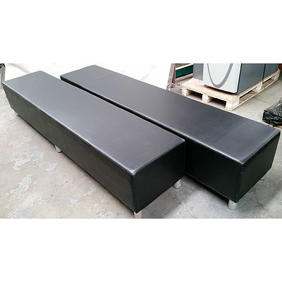 Two Black Leather Bench Seats