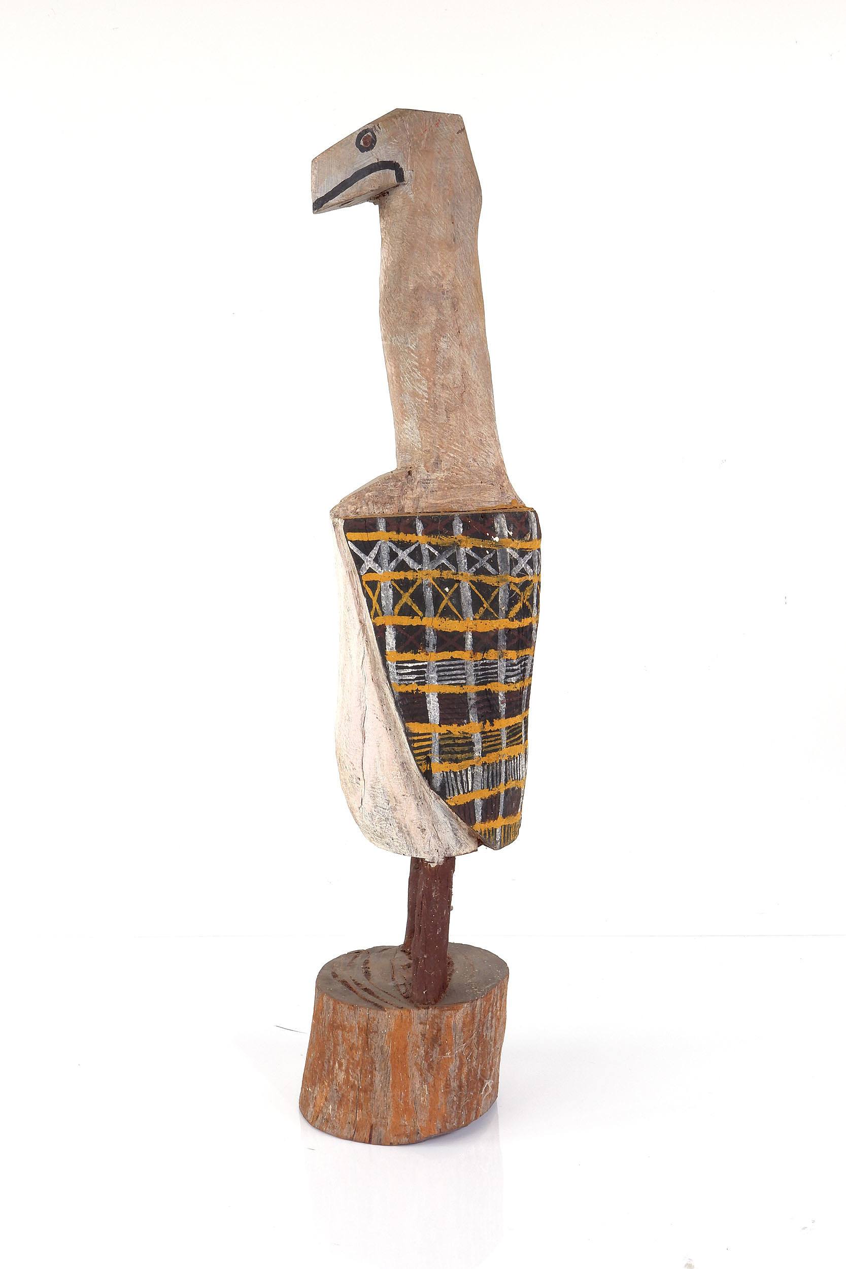 'Tiwi Islands, Bird, Carved Ironwood and Ochre'