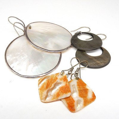 Three Pairs of Mother of Pearl Earrings