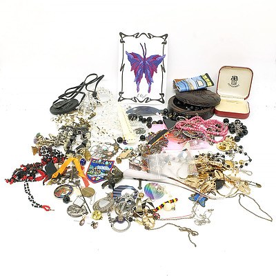 Large Group of Earrings, Brooches and Pendants, Including Enamel Unicorn Form Earrings, Enamel Bird Brooch and More