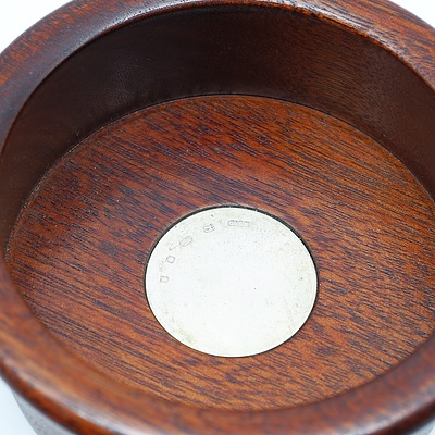 Mahogany Wine Coaster with a Sterling Silver Medallion, London, Whitehill Silver & Plate Co