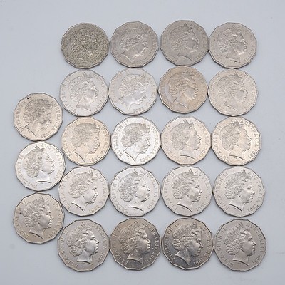 Twenty Three Australian 2001 Centenary of Federation 50 Cent Coins, Including ACT, NSW, TAS, QLD, WA and Norfolk Islands