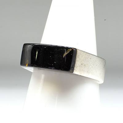 Sterling Silver Ring with Amber Slab