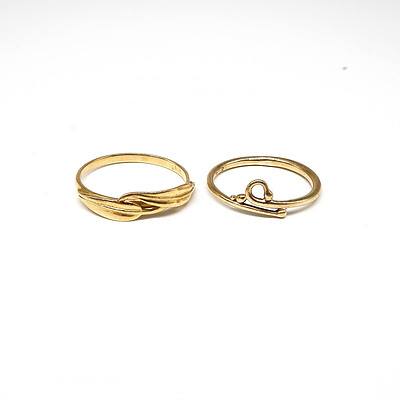 Two 9ct Yellow Gold Dress Rings