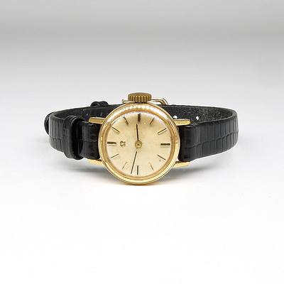 Ladies Omega Wristwatch with Gold Plated Case and Leather Band