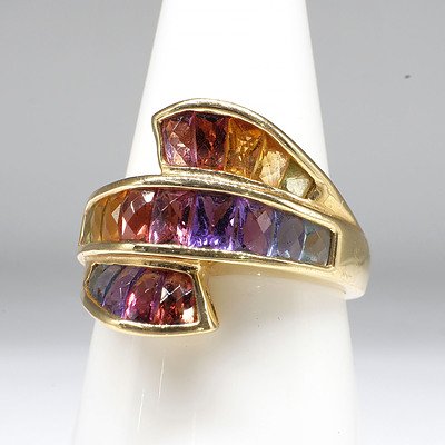 18ct Yellow Gold Ring with Natural Gems, Including Citrine, Amethyst , Garnet and More 