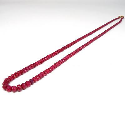 Strand of Facetted Garnet Beads with 9ct Yellow Gold Parrot Clasp