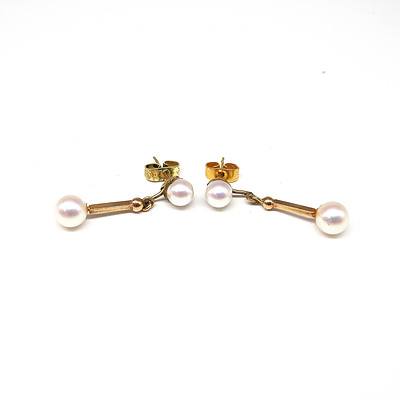 9ct Yellow Gold Cultured Pearl Drop Earrings