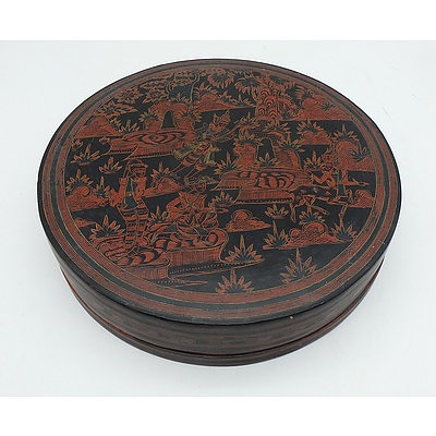 Burmese Lacquer Box with Seven Internal Compartments