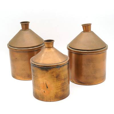 Three Graduated Copper Vessels