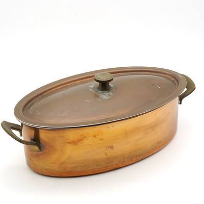Swiss Cullnox Tin Lined Copper Cooking Tureen with Brass Handles