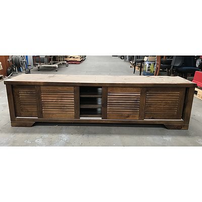 Large Rustic Entertainment Unit with Front Sliding Doors