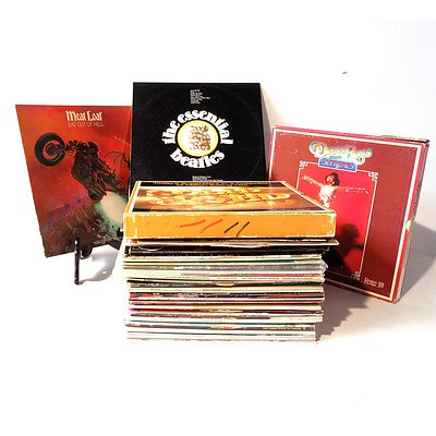 Approximately 50 LP Records Including Meat Loaf, The Beatles and Dianna Ross Boxed Set and More