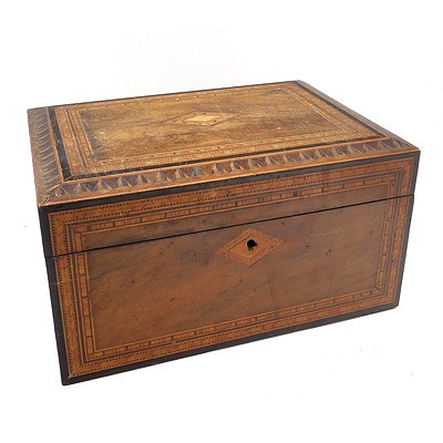 Victorian Walnut Tunbridge Ware Sewing Box Late 19th Century