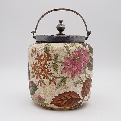 Late 19th Century Doulton Burslem Biscuit Barrel with EP Mounts