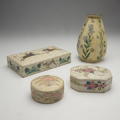 Group of Kashmiri Handcrafted Boxes and Vase