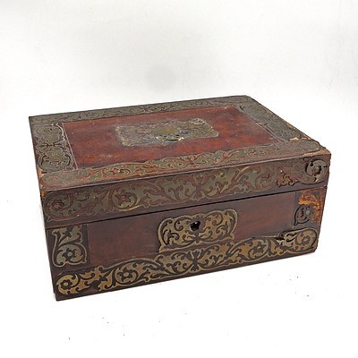 19th Century Anglo-Indian Brass Inlaid Writing Box