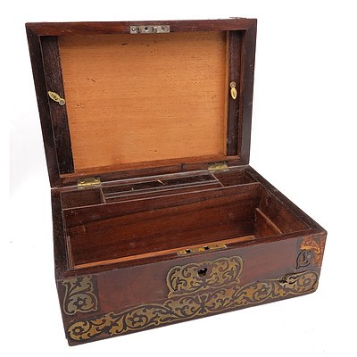 19th Century Anglo-Indian Brass Inlaid Writing Box