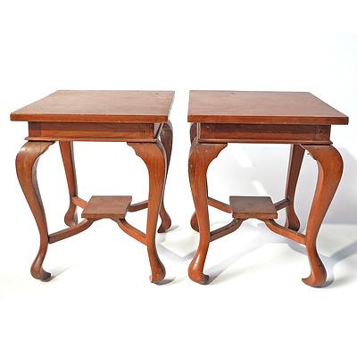 Pair of Anglo-Indian Teak Side Tables, Early to Mid 20th Century