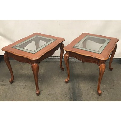 Coffee Tables with Glass Insert Tabletop x2