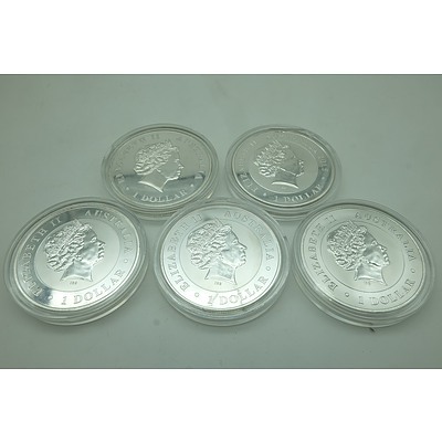 2015 Set of Five Australia One Dollar Silver Plate Native Animal Medallions