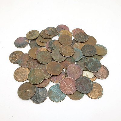 Large Group Elizabeth II Australian Pennies