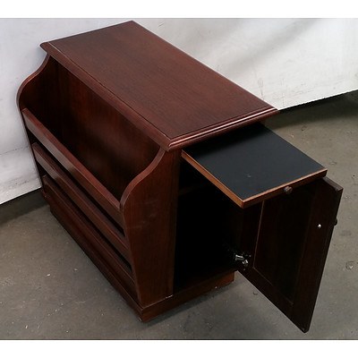 A Wooden Coffee Table and a Wooden Magazine Storage Unit